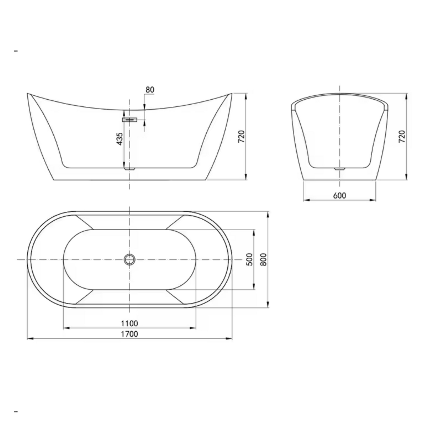 NoirWave Cast-Iron Slipper Tub